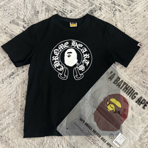 Black BAPE Chrome Hearts T-Shirt - Picture 1 of 5